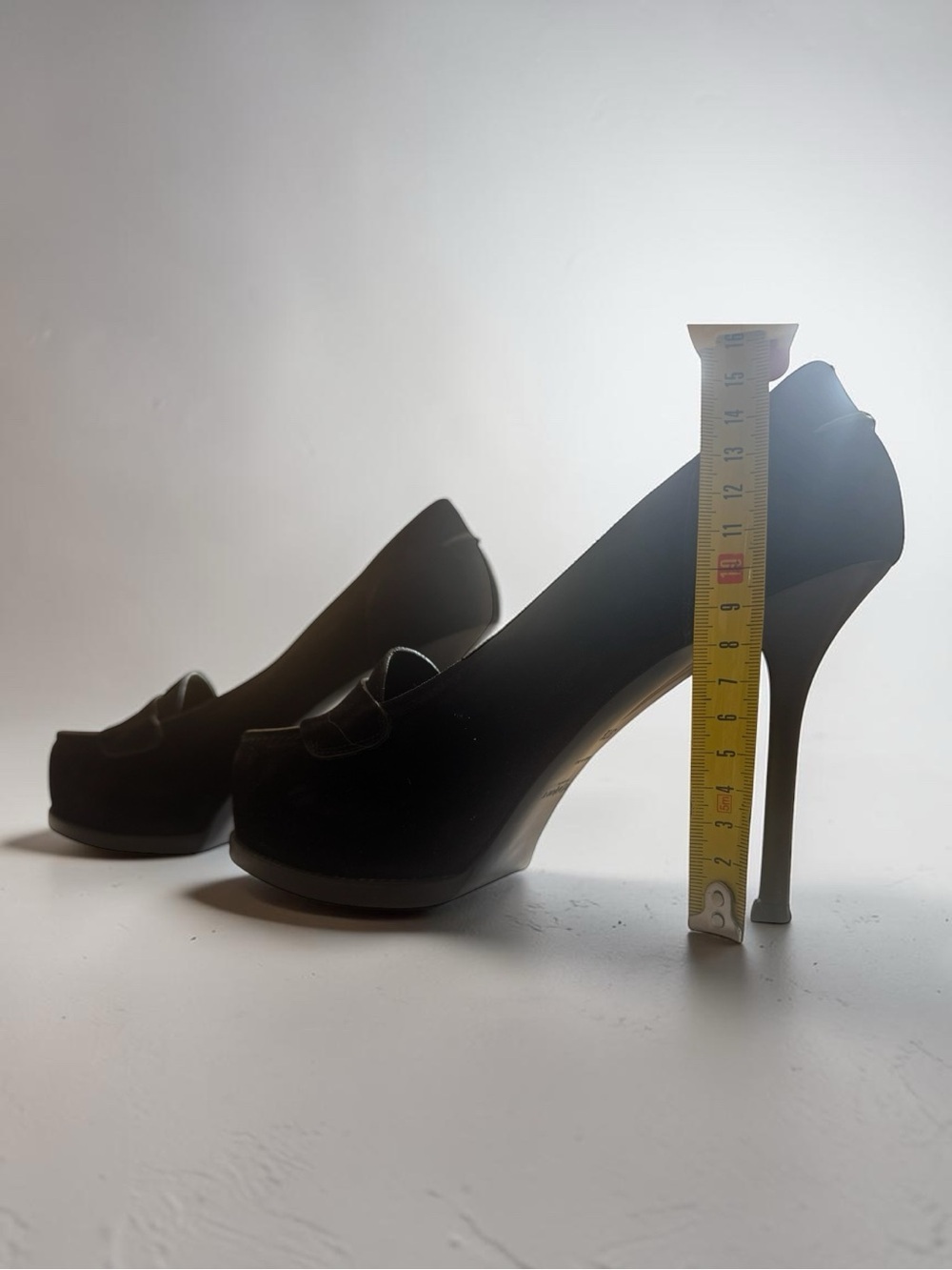 Authentic YSL Black Suede Penny Loafer Heels – Size 37.5 - Picture 7 of 7